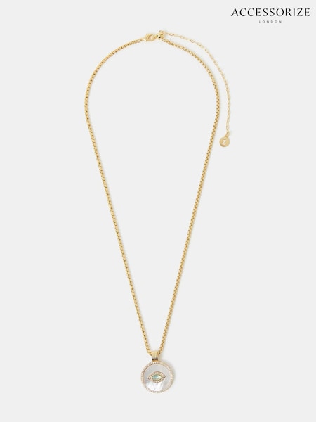 Accessorize Gold Tone 14ct Pearl Eye Pendant Necklace (W75323) | £24