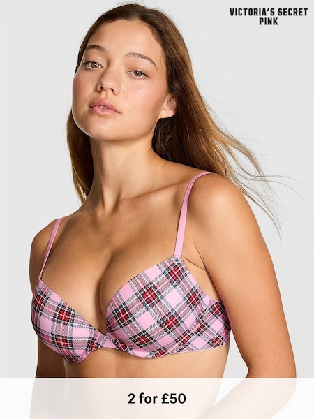 Victoria's Secret PINK Pink Tartan Super Push Up Bra (W75407) | £30