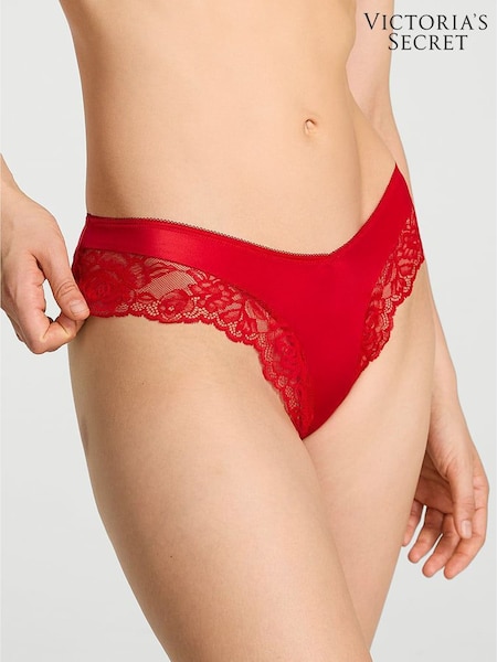 Victoria's Secret Lipstick Red Cheeky Rose Lace Trim Knickers (W75414) | £29