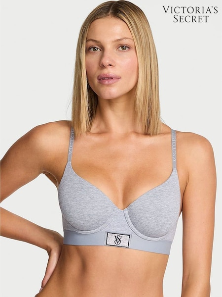 Victoria's Secret Medium Heather Grey Lightly Lined Demi Logo Shine Patch Bra (W75442) | £40