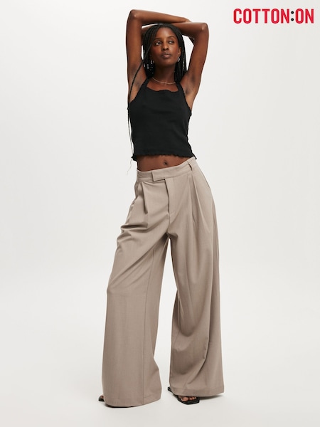 Cotton On Natural Izzy Pleated Trousers (W75540) | £35