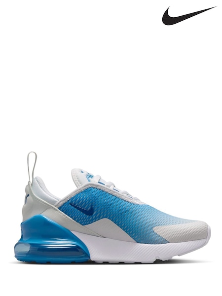 Nike White/Court Blue Junior Air Max 270 Trainers (W75712) | £75
