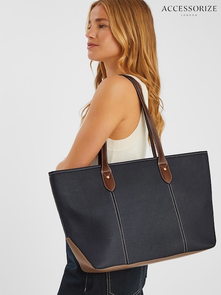 Accessorize Blue Two Tone Zip Tote Bag (W75729) | £35