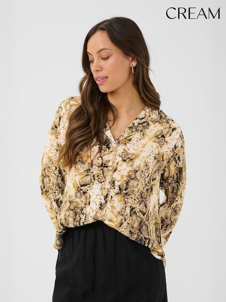 Cream CRAyda Long Sleeve Patterned Black Shirt (W75753) | £70