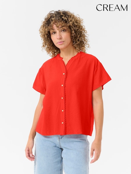 Cream Red CRLori Short Sleeve V-Neck Lace Shirt (W75755) | £50