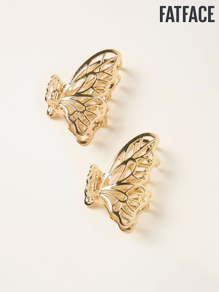 FatFace Gold Tone 2 Pack Metal Butterfly Claw Clips (W75774) | £10.50
