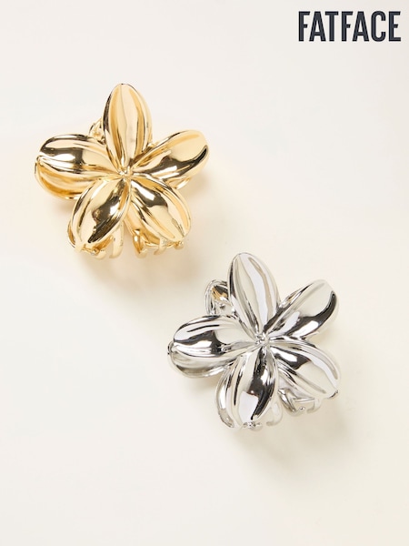 FatFace Multi 2 Pack Metal Flower Claw Clips (W75804) | £10.50