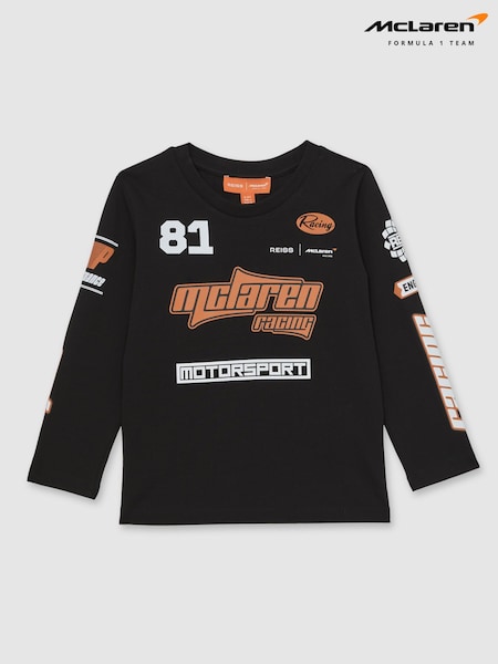 Reiss Black Oval 13-14 yrs McLaren F1 Team Cotton Logo T-Shirt Unisex Fit (W76037) | £38