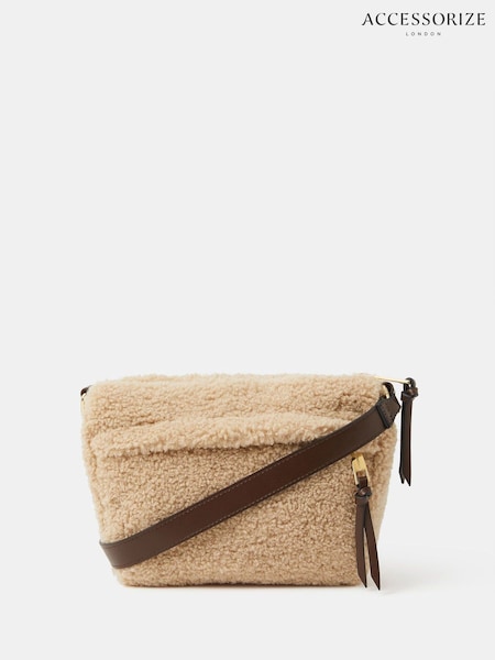 Accessorize Cream Borg Cross-Body Bag (W76057) | £25