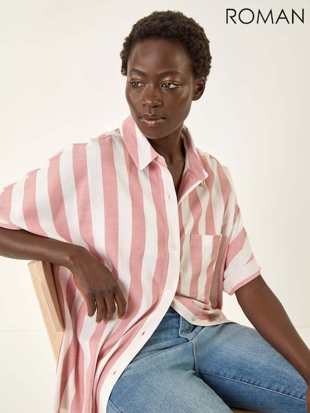 Roman Pink Stripe Print Buttoned Shirt (W76276) | £40