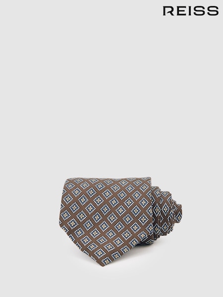 Reiss Chocolate/Charcoal Bortolo Silk Floral Medallion-Print Tie (W76317) | £68