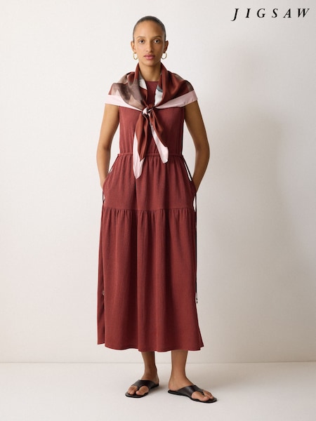 Jigsaw Brown Fine Crinkle Jersey Maxi Dress (W76388) | £165