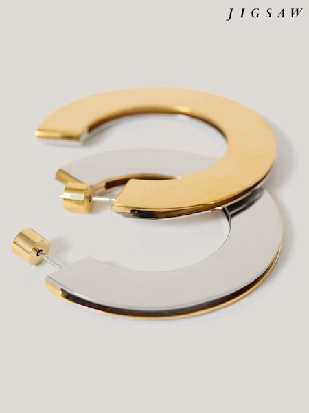 Jigsaw Green Two Tone Disc Hoop Earrings (W76393) | £60
