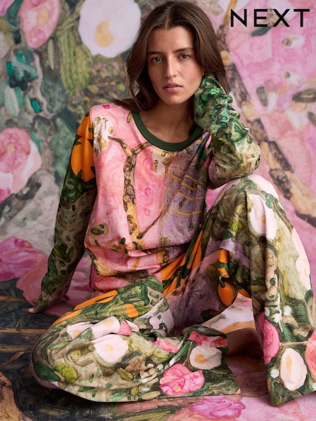 Pink Floral Print Long Sleeve Pyjamas (W76396) | £34