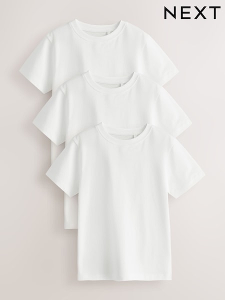 White Regular Fit Short Sleeve T-Shirts 3 Pack (3-16yrs) (W76400) | £10 - £16