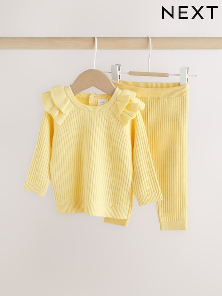 Yellow Baby Knitted Jumper and Leggings Set 2 Piece (0mths-3yrs) (W76409) | £16 - £18