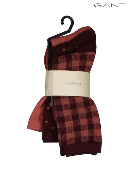 GANT Red Polka Dot and Gingham Check Pattern Socks 3 Pack (W76438) | £20
