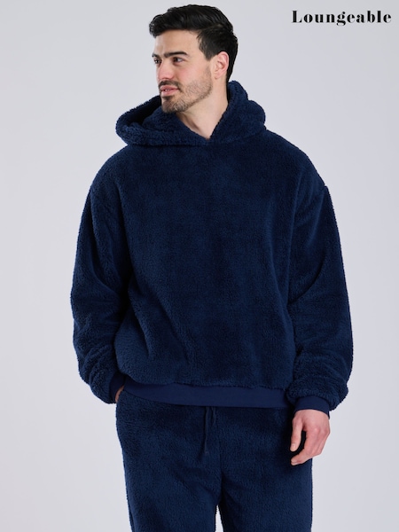 Loungeable Blue Sherpa Hooded Lounge Top (W76600) | £28