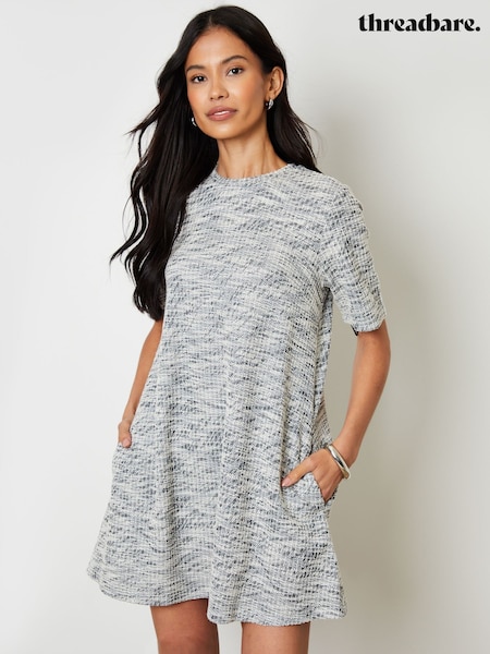 Threadbare Black Bouclé Short Sleeve Swing Mini Dress (W76649) | £34