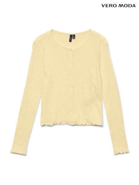 VERO MODA Yellow Long Sleeve Pointelle Cardigan (W76705) | £24