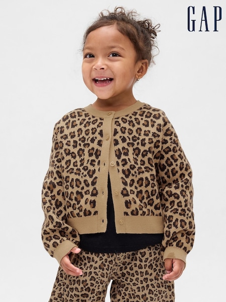 Gap Brown Leopard Cardigan Sweatshirt (6mths-5yrs) (6mths-5yrs) (W76719) | £25