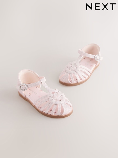 Pink Glitter Wide Fit (G) Fisherman Occasion Sandals (W76805) | £19 - £22