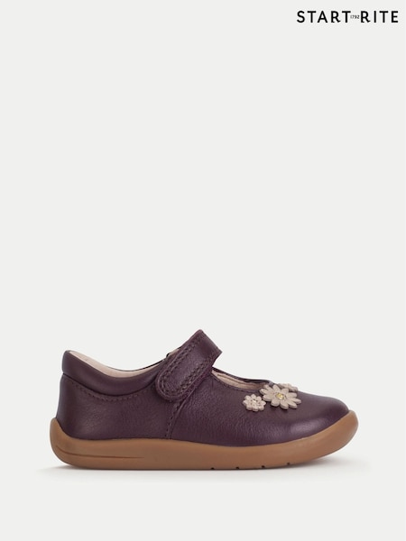 Start-Rite Girls Red Fairy Tale Leather Daisy Floral Print Rip Tape Mary Jane First Walking Shoes (W76854) | £46