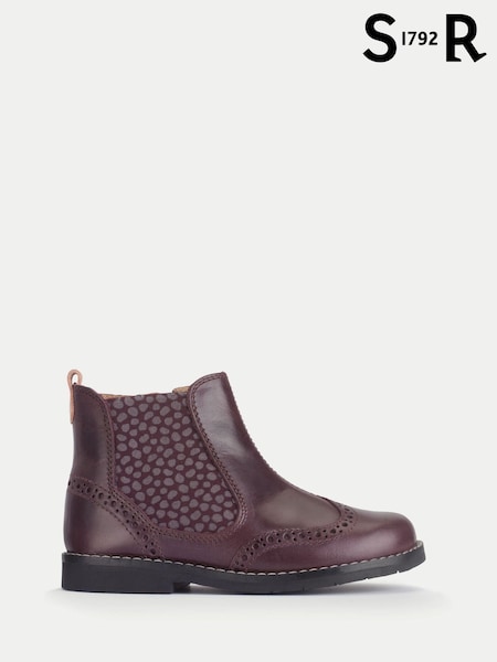 Start-Rite Girls Purple Bramble Leather Zip-Up Chelsea Ankle Boots (W76856) | £53 - £55