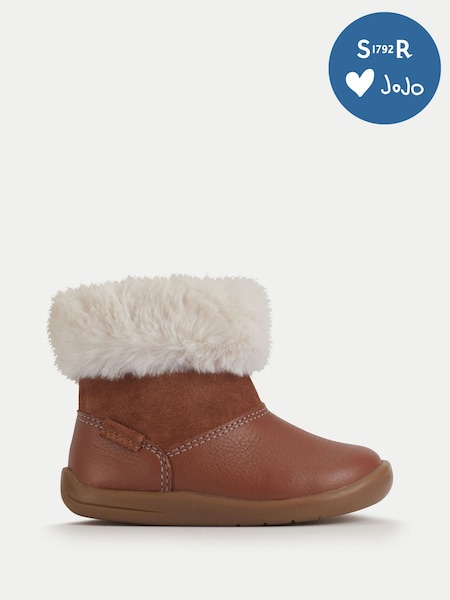 Start-Rite Girls Flurry Zip-Up Faux Fur Topped Ankle Brown Boots (W76865) | £51