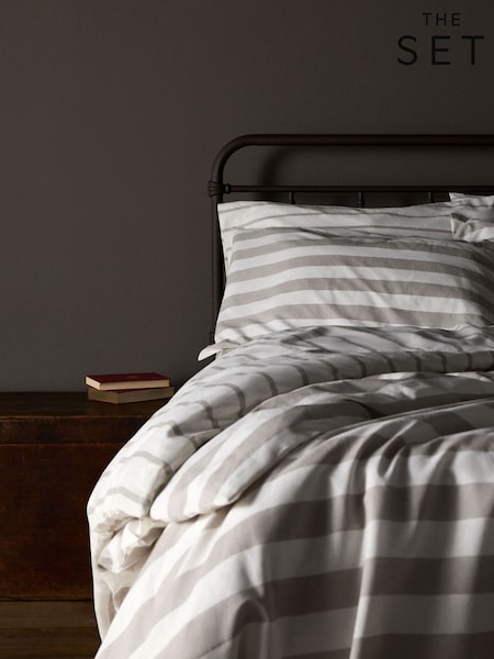 The Set 2 Pack Natural Stripe Printed Duvet Cover and Pillowcase Set With Fitted Sheets (W77061) | £50 - £90