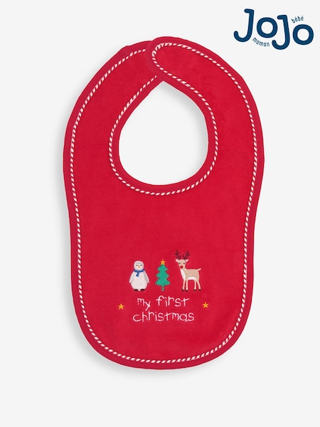 JoJo Maman Bébé Red My First Christmas Bib (W77284) | £9