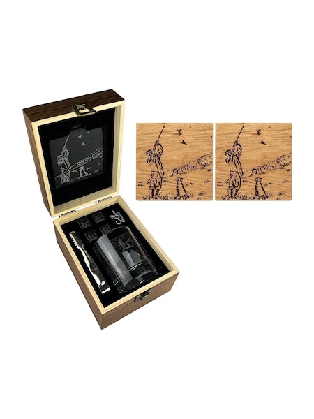 Selbrae House Silver Shooting Oak Coaster & Drinks Gift Set (W77593) | £57
