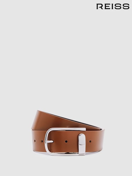 Reiss Tan Iyla Leather Half-Keeper Belt (W77830) | £78