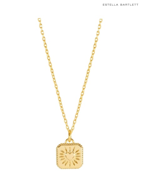 Estella Bartlett Gold Tone Bobble Heart Tablet Necklace (W77881) | £25