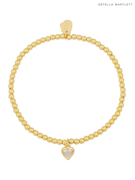 Estella Bartlett Gold Tone Pink Pearl Heart Bracelet (W77889) | £22