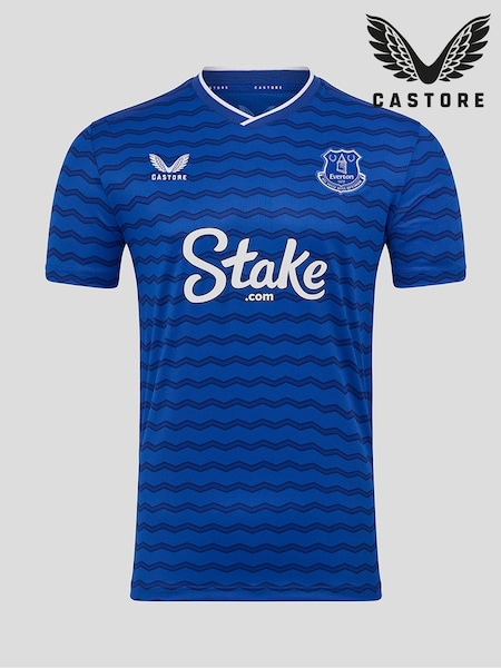 Castore Blue Everton FC Home Short Sleeve Shirt (W77930) | £80