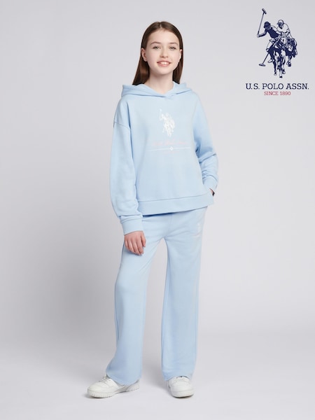 U.S. Polo Assn. Blue Girls Brushed Back Hoodie & Joggers Set (W78010) | £0
