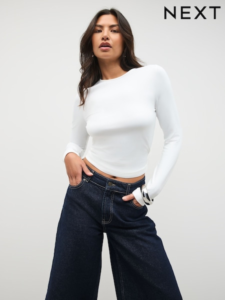 White Soft Touch Slinky Polyamide Scoop Neck Vest Top (W78071) | £22