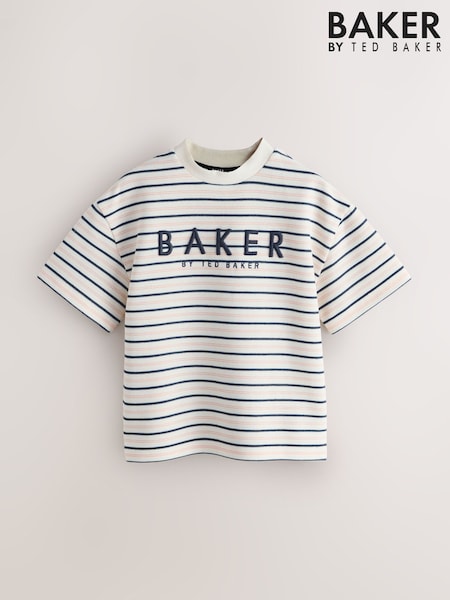 Baker by Ted Baker Stone/Grey/Red Textured Stripe T-Shirt (W78134) | £16 - £22