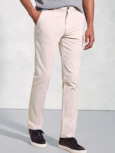 Brook Taverner White Textured Stretch Cotton Chinos (W78159) | £50