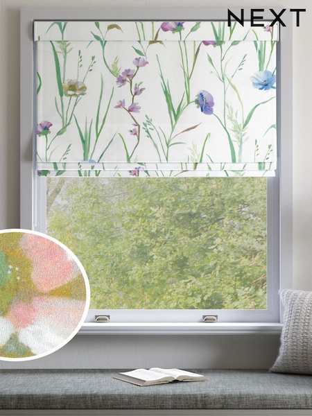 White Stem Floral Made to Measure Roman Blind (W78224) | £75