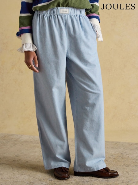 Joules Hallie Blue Pull On Cotton Trousers (W78245) | £39