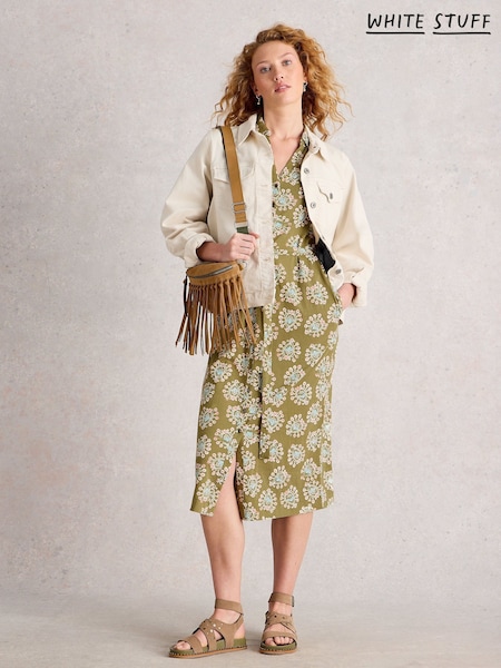 White Stuff Green Annie Jersey Shirt Dress (W78287) | £65