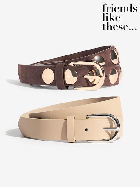 Friends Like These Choc and Cream Studded Belts 2 Pack (W78364) | £18