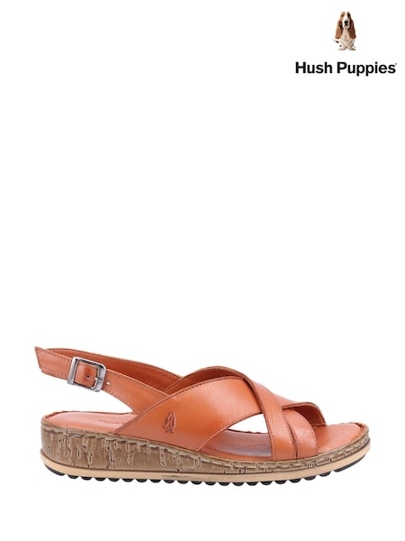 Hush Puppies Elena Cross Over Wedge Brown Sandals (W78401) | £80