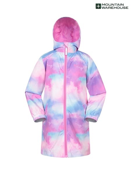 Mountain Warehouse Pink Kids Flo Printed Water Resistant Jacket (W78477) | £0