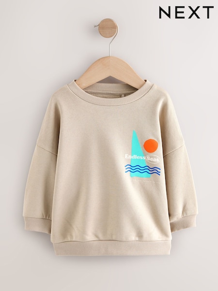 Stone Endless Seas Printed Crew Neck Sweatshirt (3mths-7yrs) (W78494) | £10 - £12