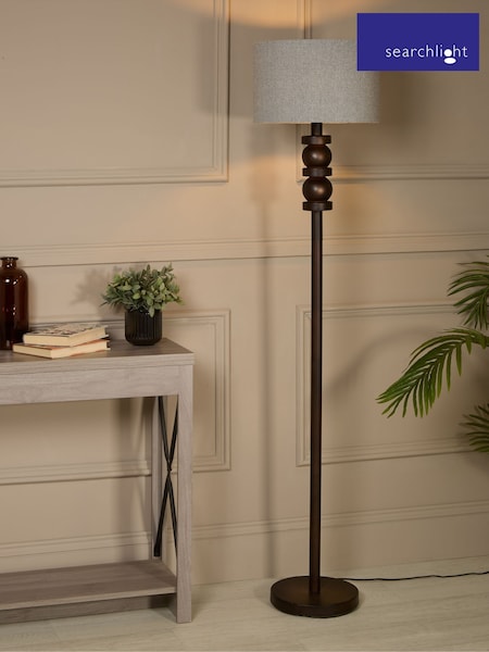 Searchlight Grey and Light Grey and Navy Euclid Herringbone Shade Floor Lamp (W78517) | £96
