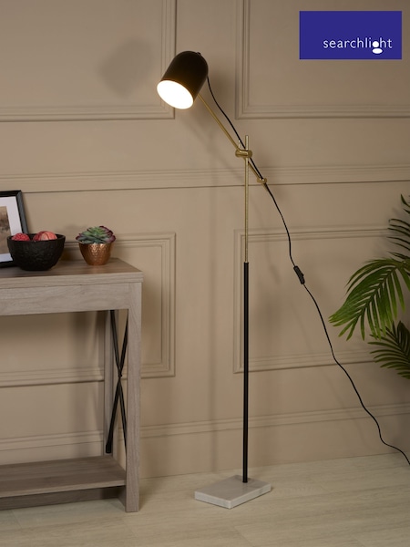 Searchlight Black and Gold and Marble Reed Marble Task Floor Lamp (W78519) | £54