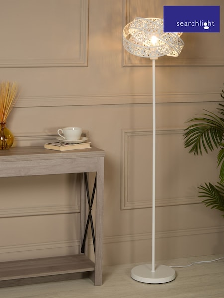 Searchlight White Petra Fretwork Shade Floor Lamp (W78521) | £72